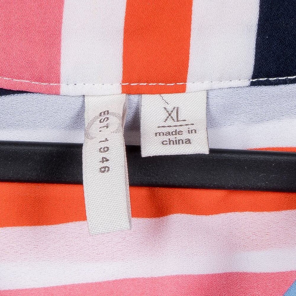 Retro Striped Tunic Top XL Swim Cover Up Colorful Long Sleeveless Buttons Summer - Picture 6 of 8